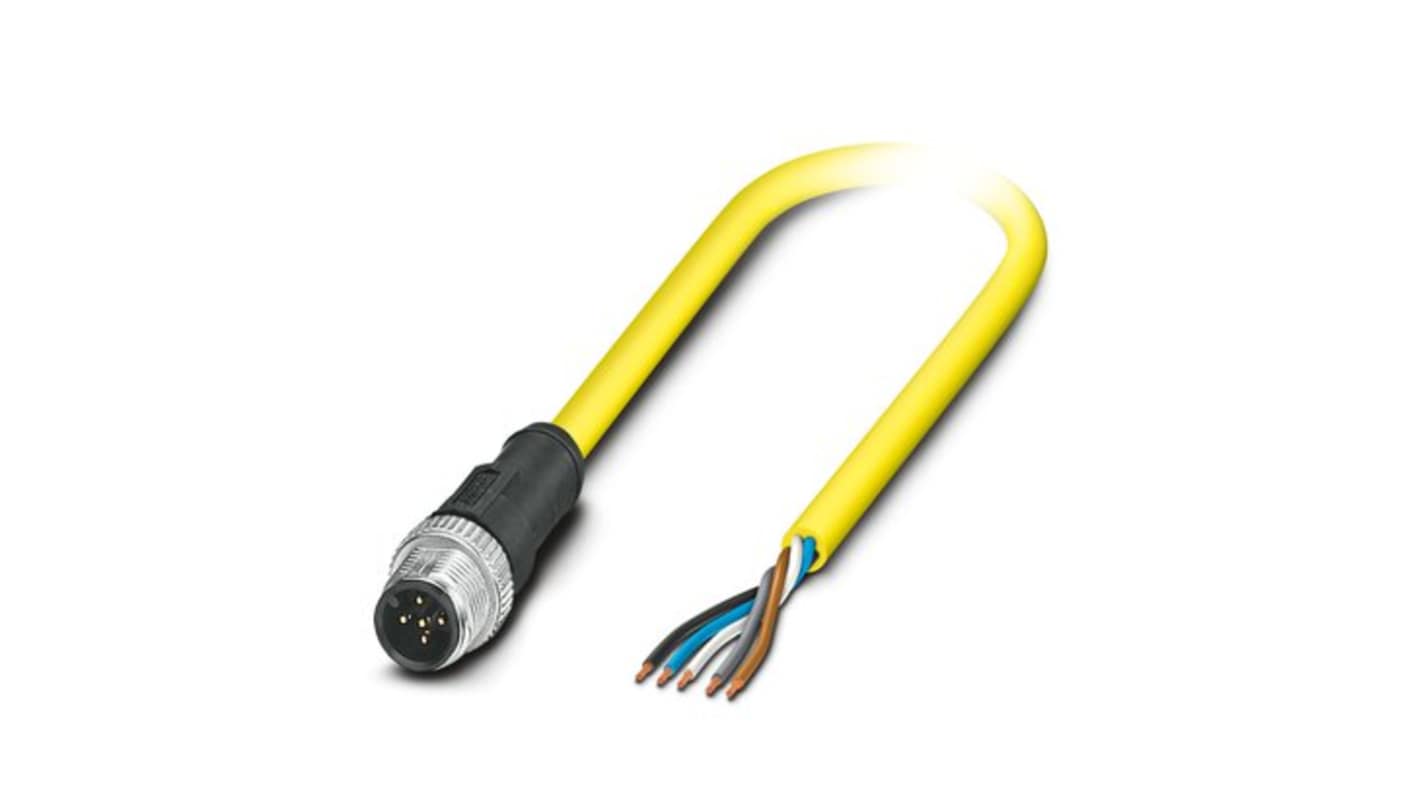 Phoenix Contact Straight 5 way Free Ends to Straight Male 5 way M12 Actuator/Sensor Cable, 5m