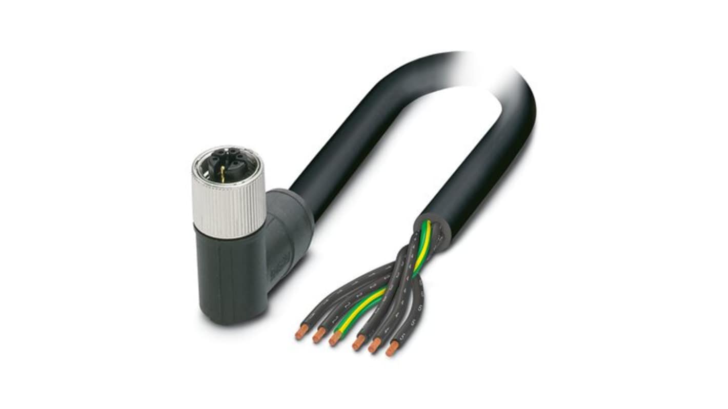 Phoenix Contact SAC, Power, 10m 6 Core, Black, Grey Polyvinyl Chloride PVC Power Cable +80°C