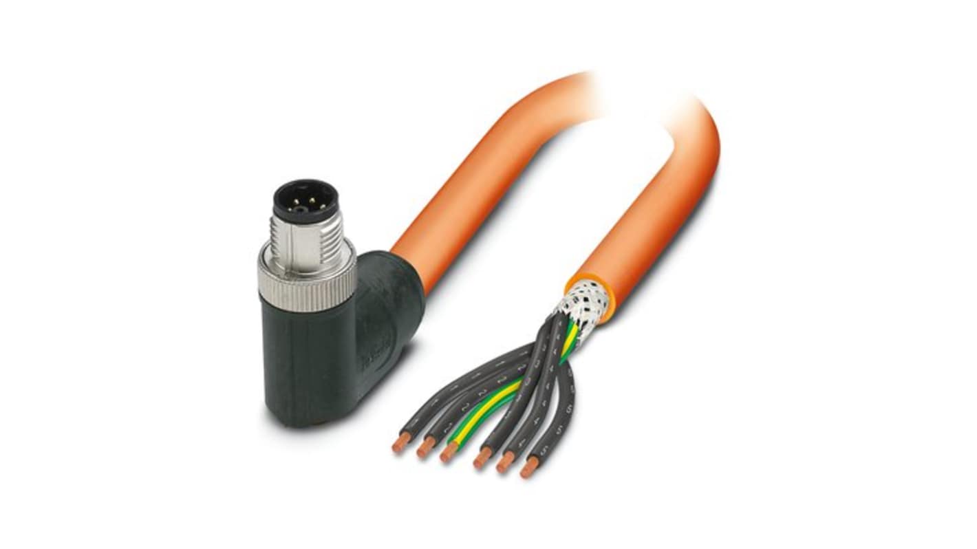 Phoenix Contact SAC, Power, 5m 6 Core, Orange Polyurethane PUR Power Cable +80°C