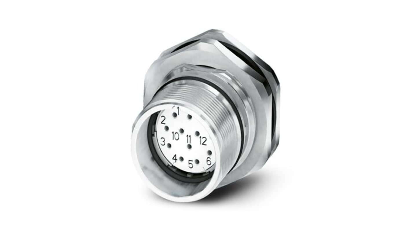 Phoenix Contact, 16197 IP67 Metal Rear Mount 16 positions Power Connector Socket, Rated At 8A, 48 V