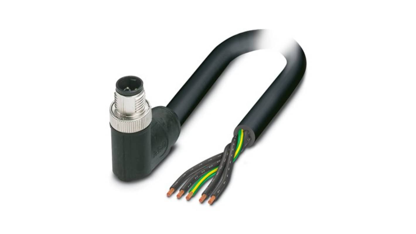 Phoenix Contact 14148, PVC, 10m 5 Core, Black, Grey Polyvinyl Chloride PVC Power Cable +80°C