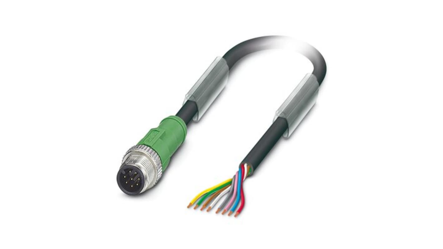 Phoenix Contact Straight Male 8 way M12 to Straight 8 way Free Ends Sensor Actuator Cable, 10m