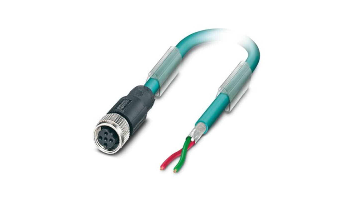 Phoenix Contact SAC Bus Cable, 2 Cores, 0.25 mm², Bus, 15m, Blue Polyurethane PUR Sheath, 24 AWG