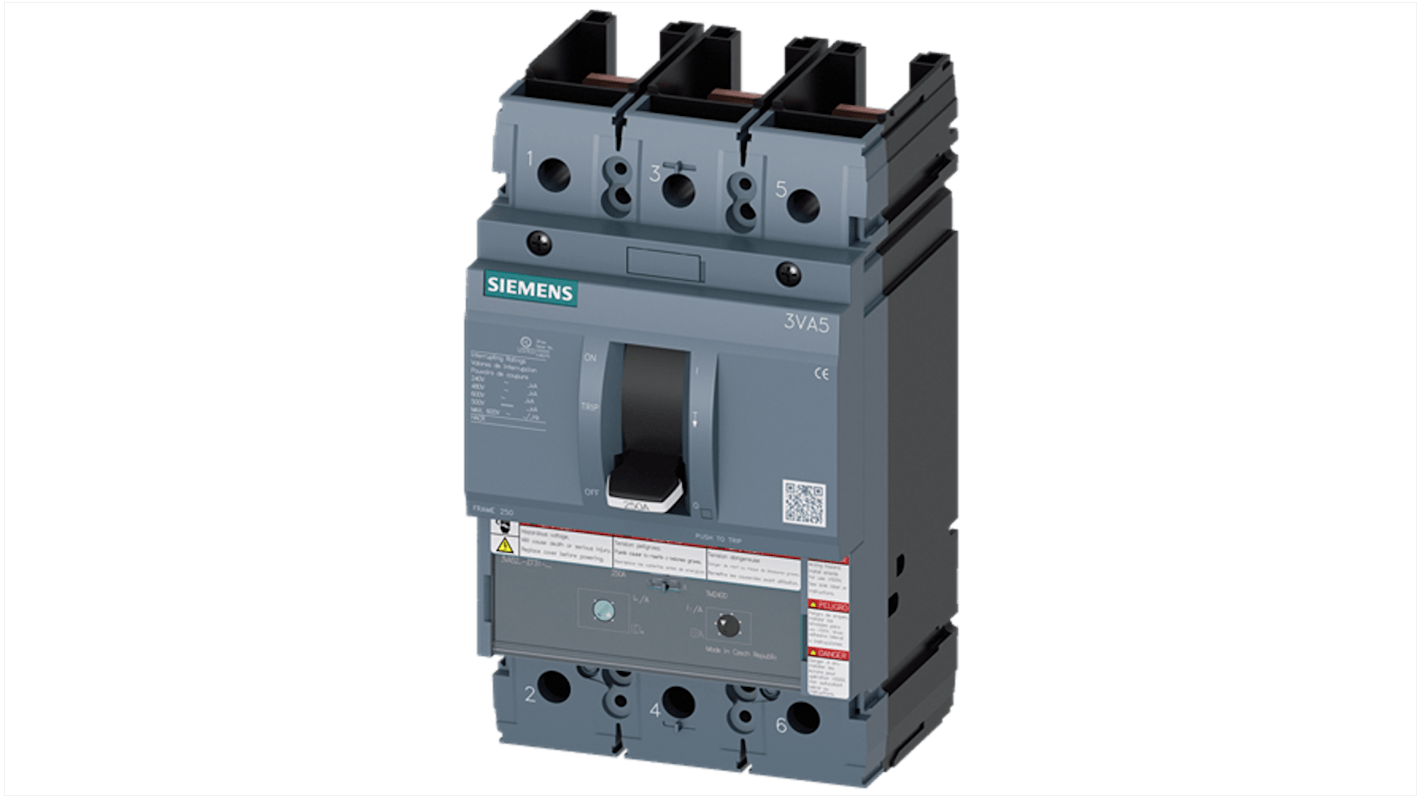 Siemens, SENTRON MCCB Molded Case Circuit Breaker 3P 70A, Breaking Capacity 100 kA, Fixed Mount