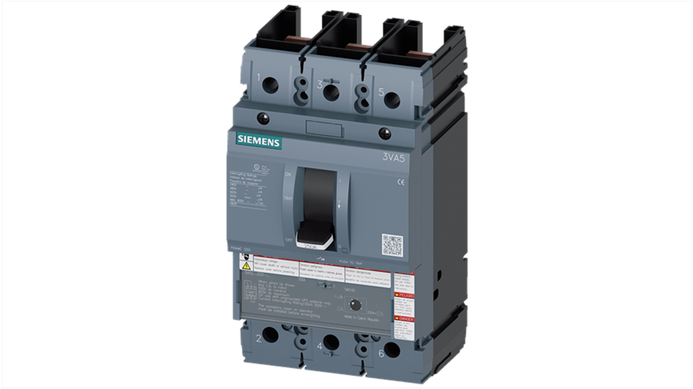 Siemens, SENTRON MCCB Molded Case Circuit Breaker 3P 15A, Breaking Capacity 35 kA, Fixed Mount