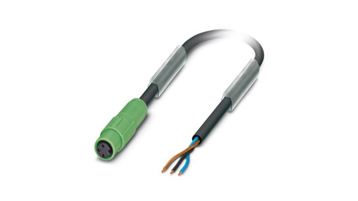 Phoenix Contact Straight 3 way Free Ends to Straight Female 3 way M8 Actuator/Sensor Cable, 3m