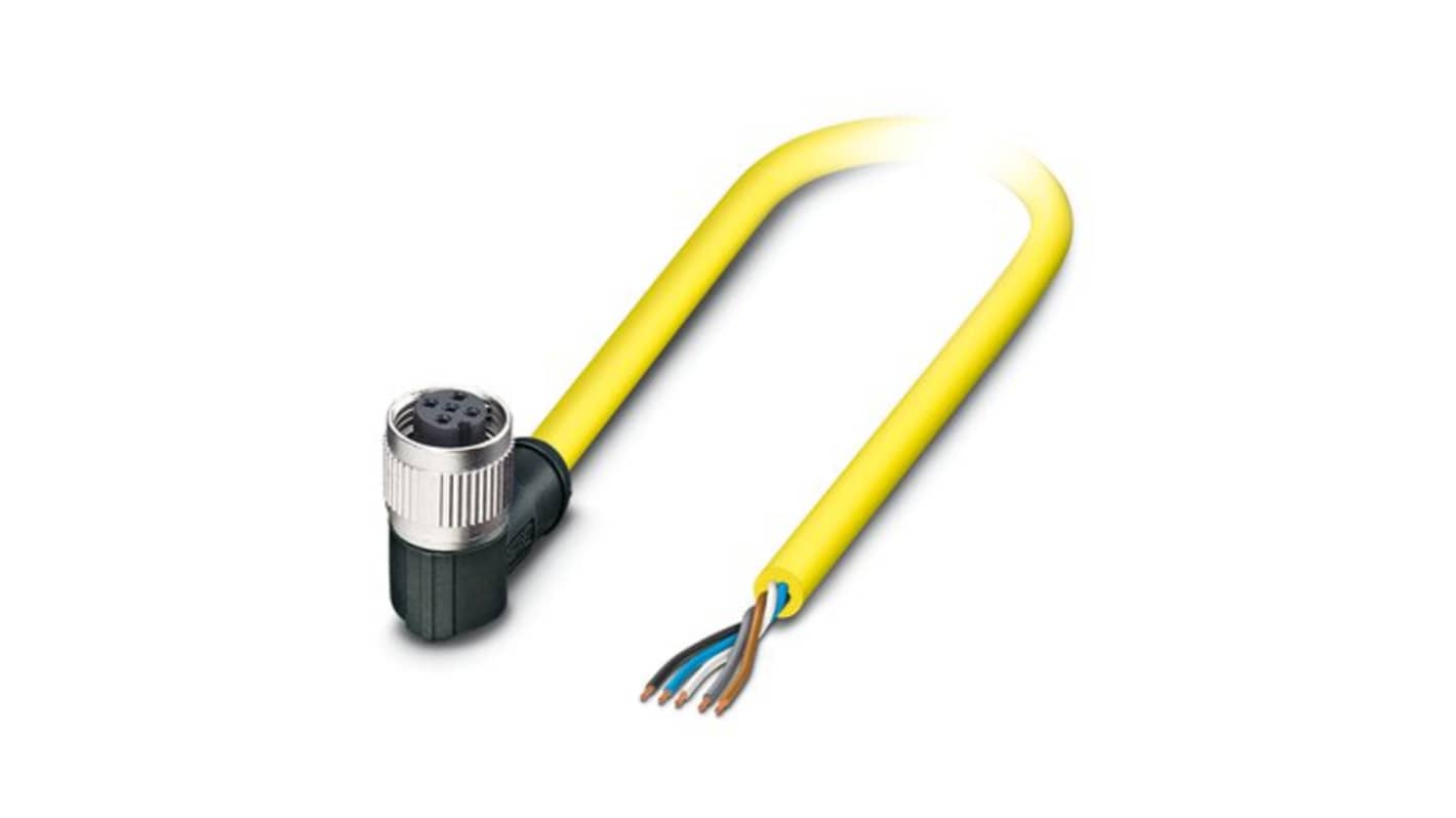 Phoenix Contact Straight 5 way Free Ends to Right Angle Female 5 way M12 Sensor Actuator Cable, 15m