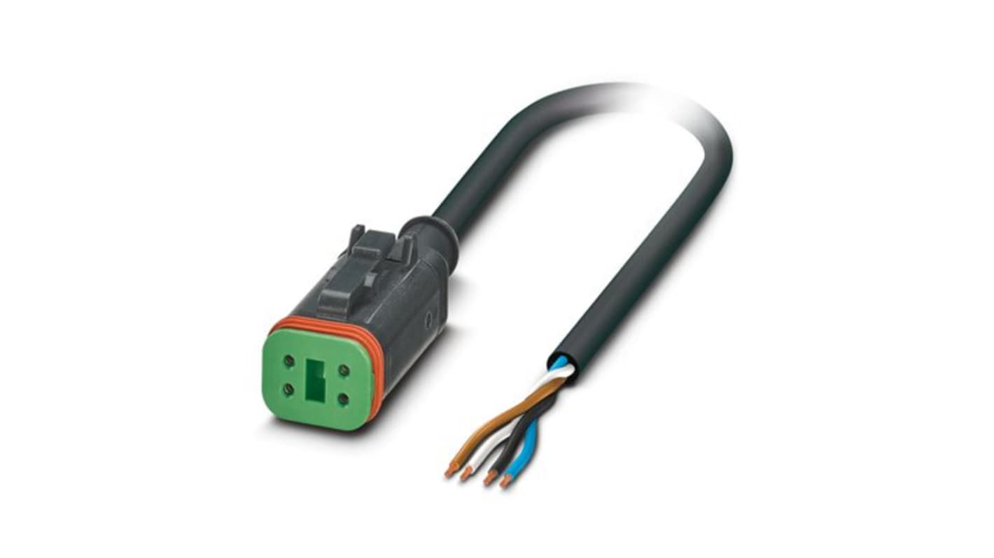 Phoenix Contact Straight 4 way Free Ends to Straight Female 4 way 4-Pole Sensor Actuator Cable, 1.5m