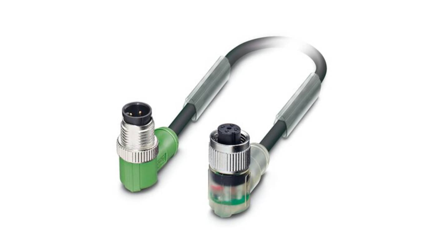 Phoenix Contact Right Angle Male 4 way M12 to Right Angle Female 4 way M12 Sensor Actuator Cable, 600mm