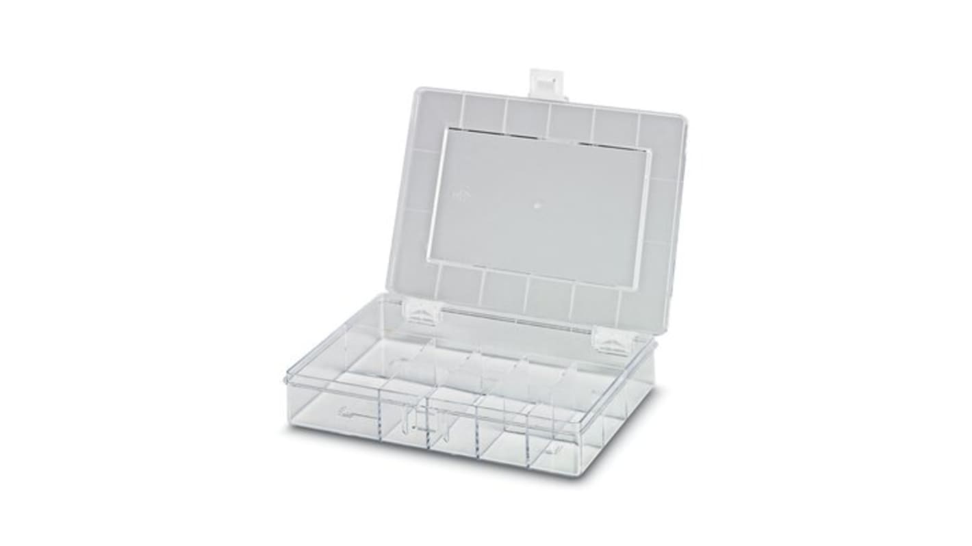 Phoenix Contact 8 Cell Transparent Polystyrene Compartment Box, 46mm x 250mm