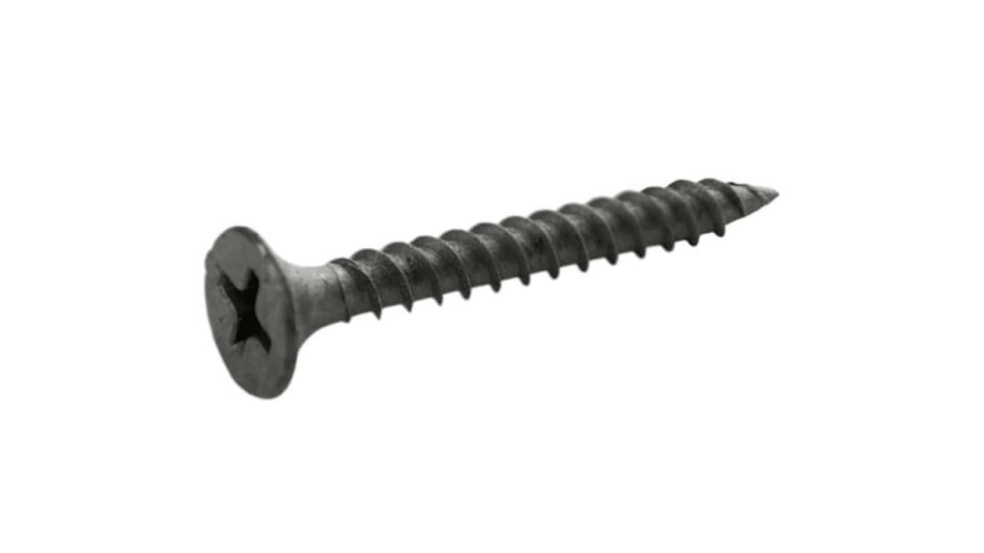 RS PRO Black Oxide Steel Phillips Head Self Tapping Screw, 3in Long 76.2mm Long