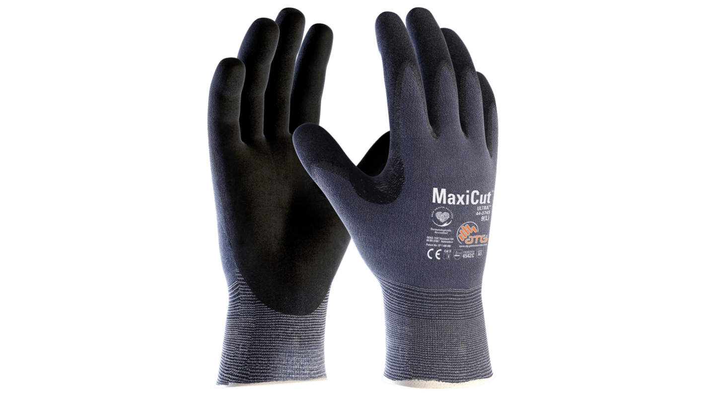 Guanti da lavoro ATG MaxiCut Ultra, Tg. 11, in Nylon, Poliestere, Spandex, Tungsteno, UHMWPE, col. Nero, Blu
