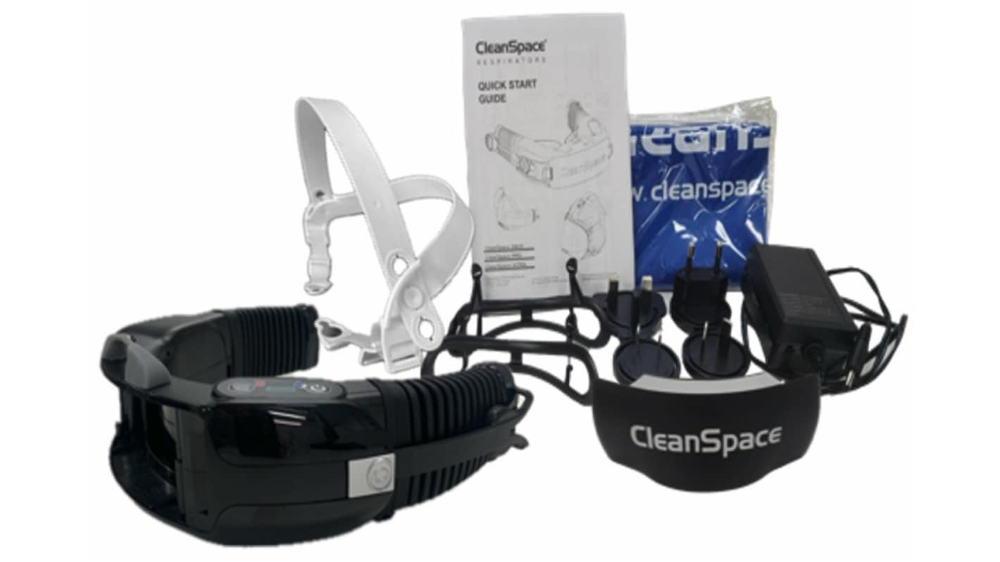 Maschera respiratoria Cleanspace col. Nero, Taglia M, S, Kit di avviamento per respiratori ad aria compressa, Include