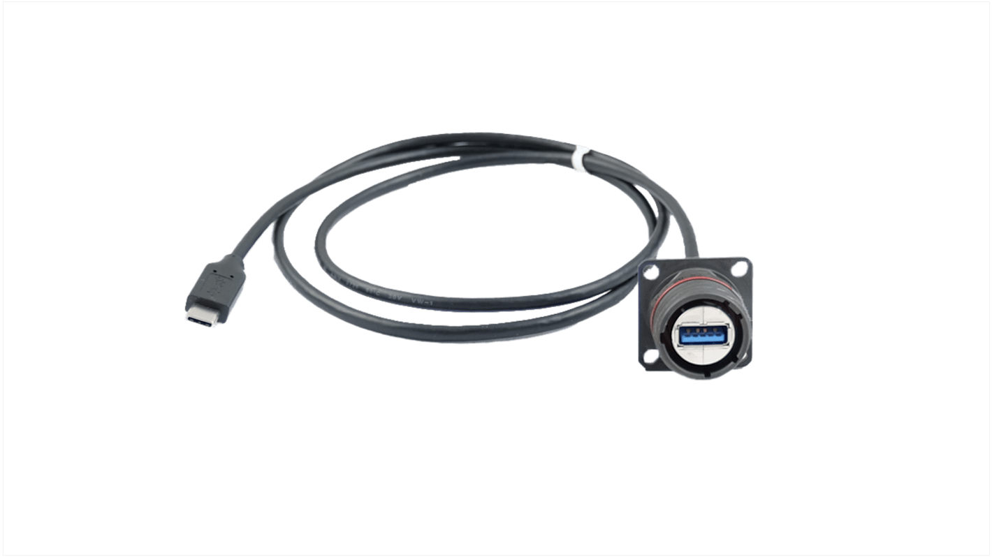 Amphenol Socapex Straight, Panel Mount, Female to Male- Dual Port Type Type A to Type C USB 3.2 IP68 USB Adaptor