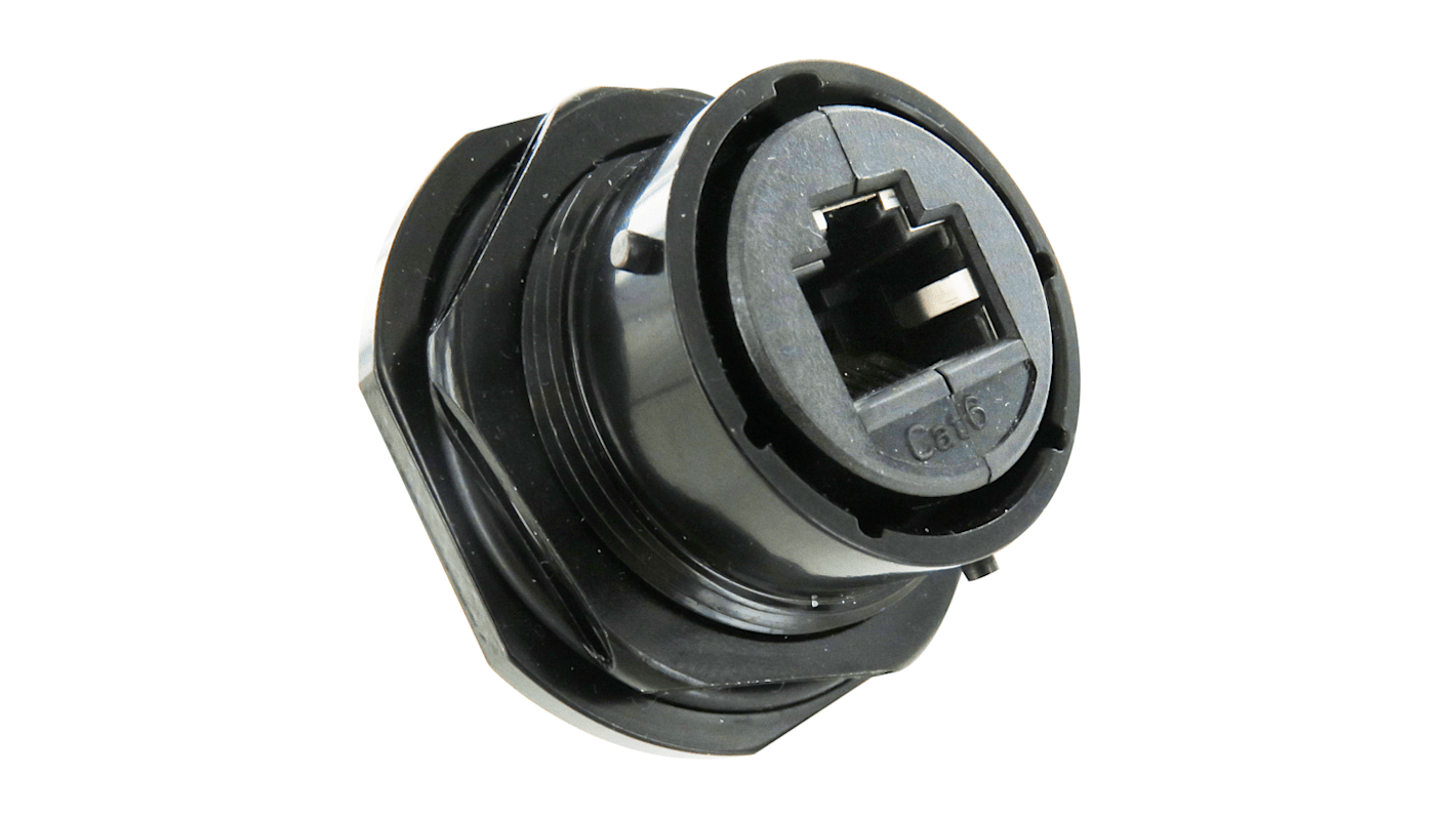 Amphenol Socapex RJF TV6A Series Receptacle Ethernet Connector, Jam Nut, Cat6a Straight 1 Port 8 -Way
