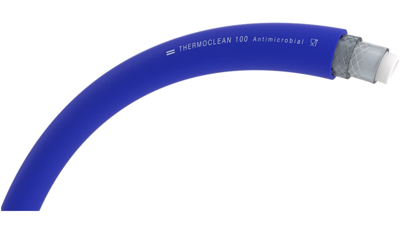 TRICOFLEX THERMOCLEAN 100 ANTIMICROBIAL PVC, Hose Pipe, 25mm ID, 34mm OD, Blue, 20m