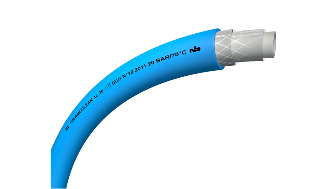 TRICOFLEX THERMOCLEAN AL 20 Schlauch, Ø 16mm 24mm Blau PVC Übertragung 33 bar für Lebensmittel und Getränke x 25m