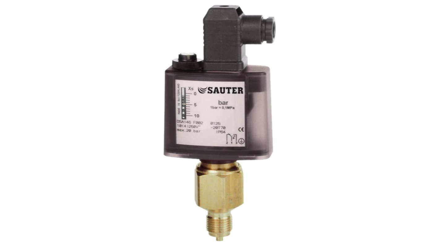 SAUTER REGULATION 气体压力传感器, 最大操作12bar, 24V电源, G 1/2接口, IP65