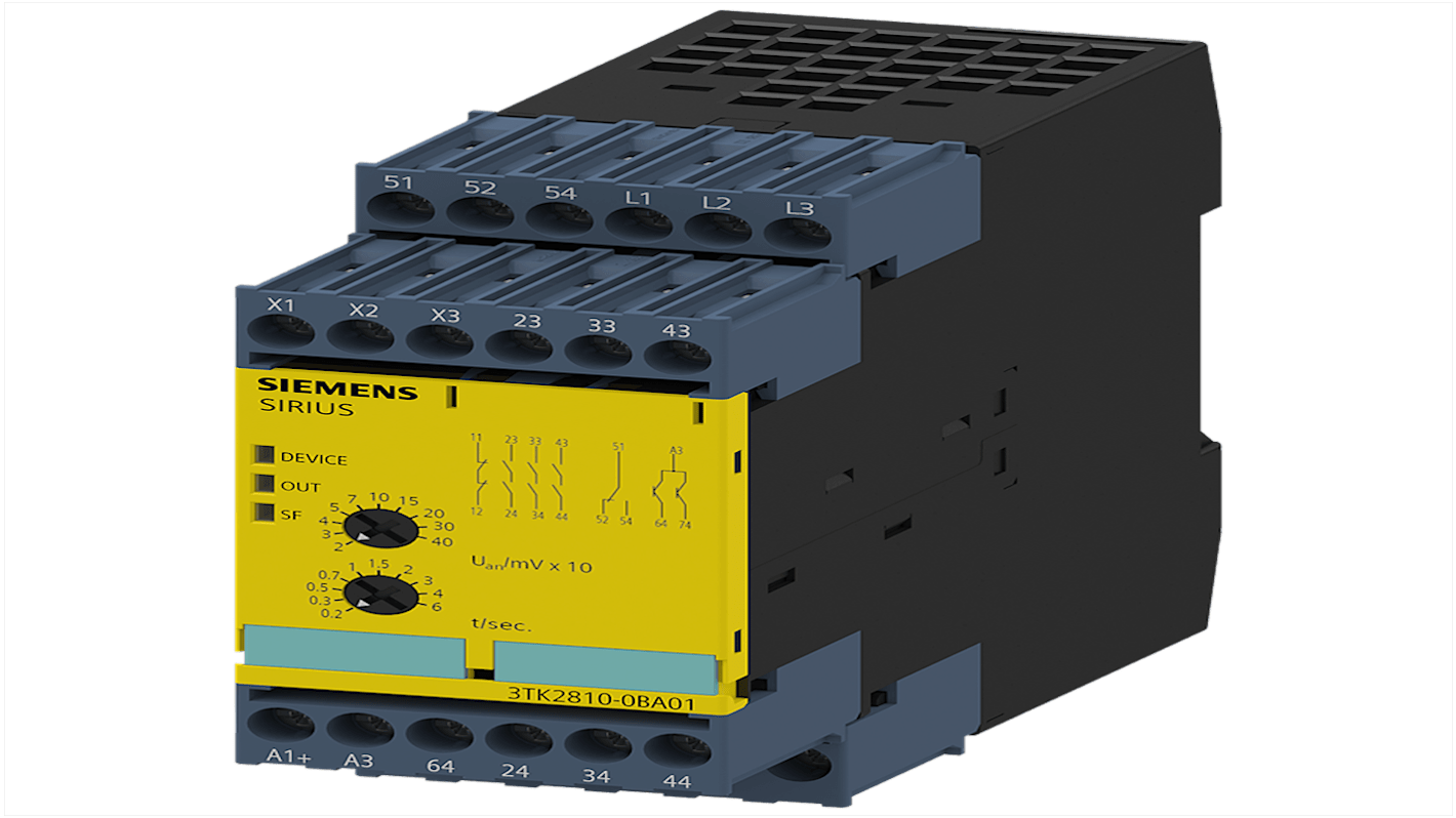 Siemens Standstill Monitoring Relay, 3PDT, Snap-On Rail Mount