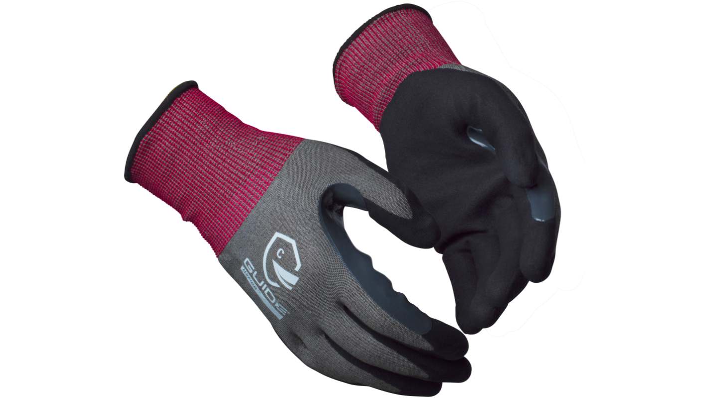 GUIDE GLOVES GUIDE 6604 Black, Dark Grey, Red Elastane, HXFiBr, Nitrile, Nylon, Steel Fibres Mechanical Protection Work