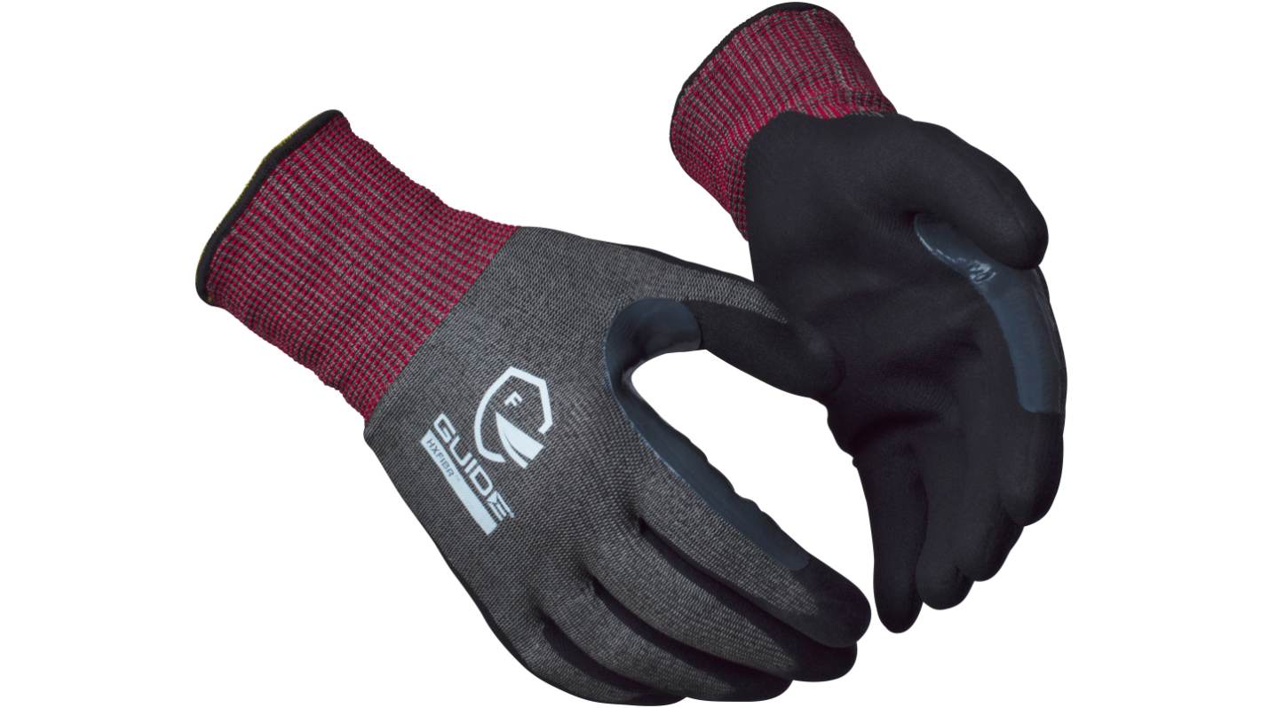 GUIDE GLOVES GUIDE 6605 Black, Dark Grey, Red Elastane, HXFiBr, Nitrile, Nylon, Steel Fibres Mechanical Protection Work