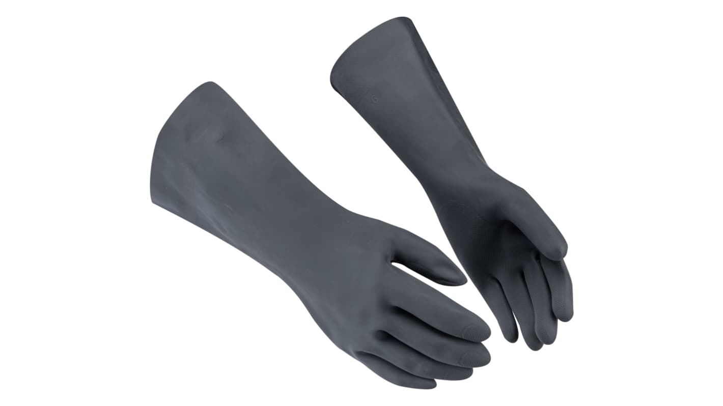 GUIDE GLOVES GUIDE 4034 Black Chloroprene Chemical Resistant Work Gloves, Size 7, Neoprene Coating