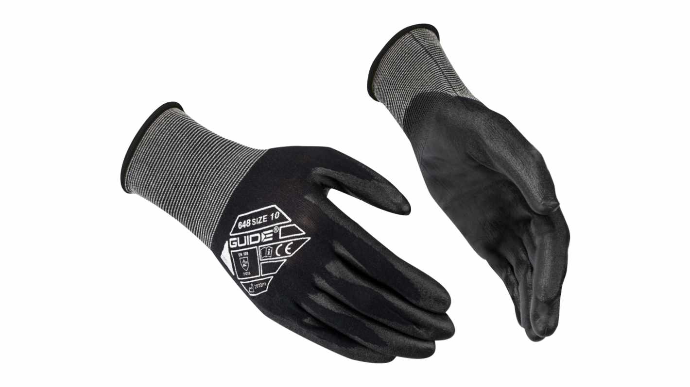 Guanti da lavoro GUIDE GLOVES GUIDE 648, Tg. 9, in Elastan, Nylon, Poliuretano, col. Nero