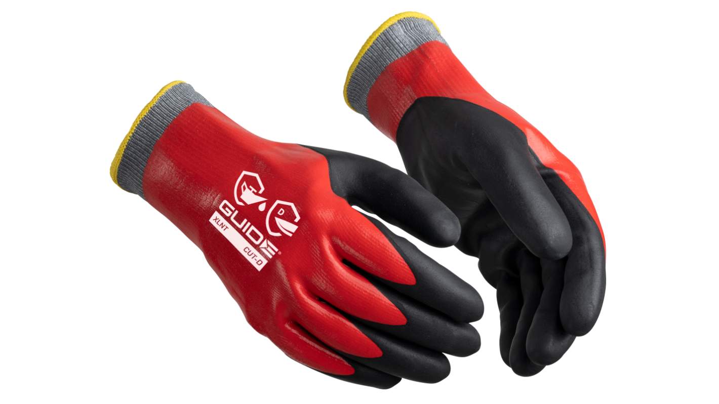 GUIDE GLOVES GUIDE 9508 Black, Dark Grey, Red Elastane, Glass Fibre, HPPE, Nitrile, Nylon, Polyester, Steel Fibre
