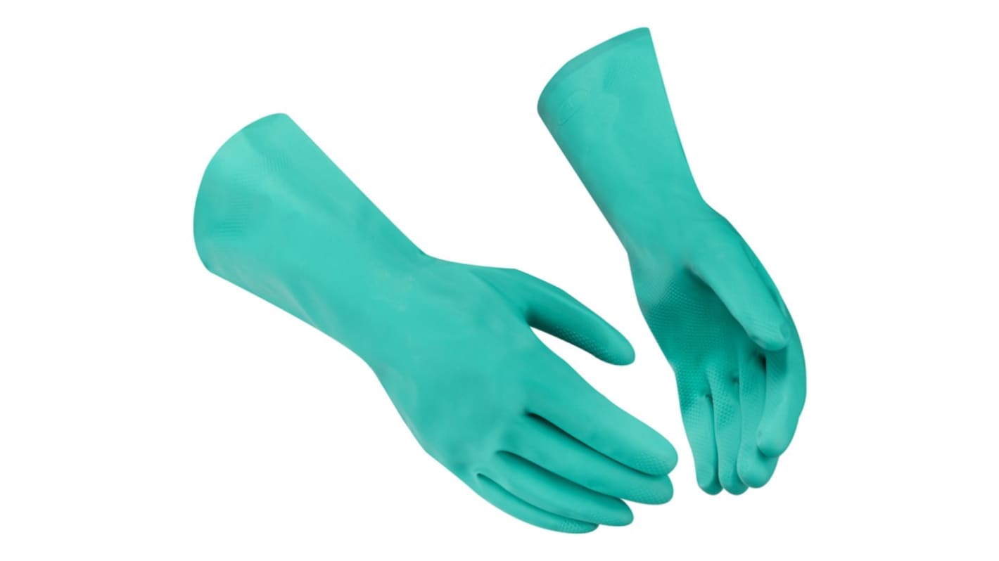 GUIDE GLOVES GUIDE 4038 Green Nitrile Chemical Resistant Work Gloves, Size 9, Nitrile Coating