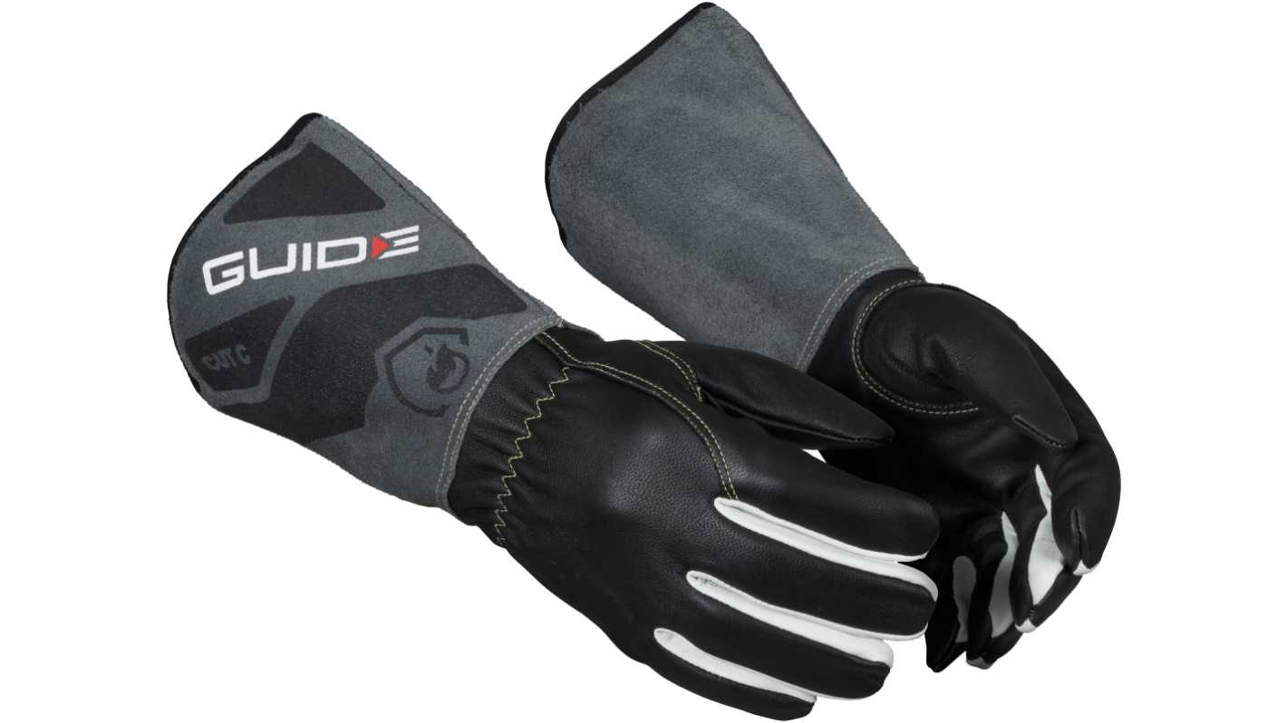 GUIDE GLOVES GUIDE 1342 Grey, White Cow Split Leather, Glass Fibre, Goat Grain leather, Para-aramid, Polyester Heat