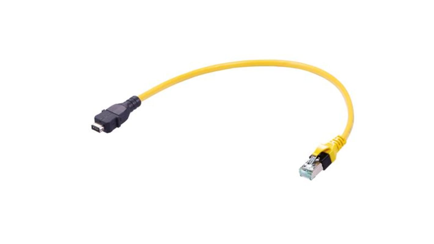 HARTINGHARTING ix Industrial, 500mm Cat6a, Yellow Type A Plug to Male RJ45, Shielded Shielded, Terminated PVC Sheath