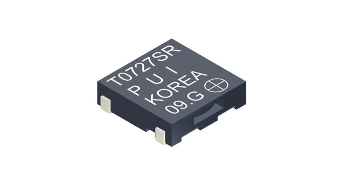 PUI Audio 85dB(A)电磁变换器, 贴片安装, 2V至5V电源, 外部驱动, 7.5 x 7.5 x 2mm