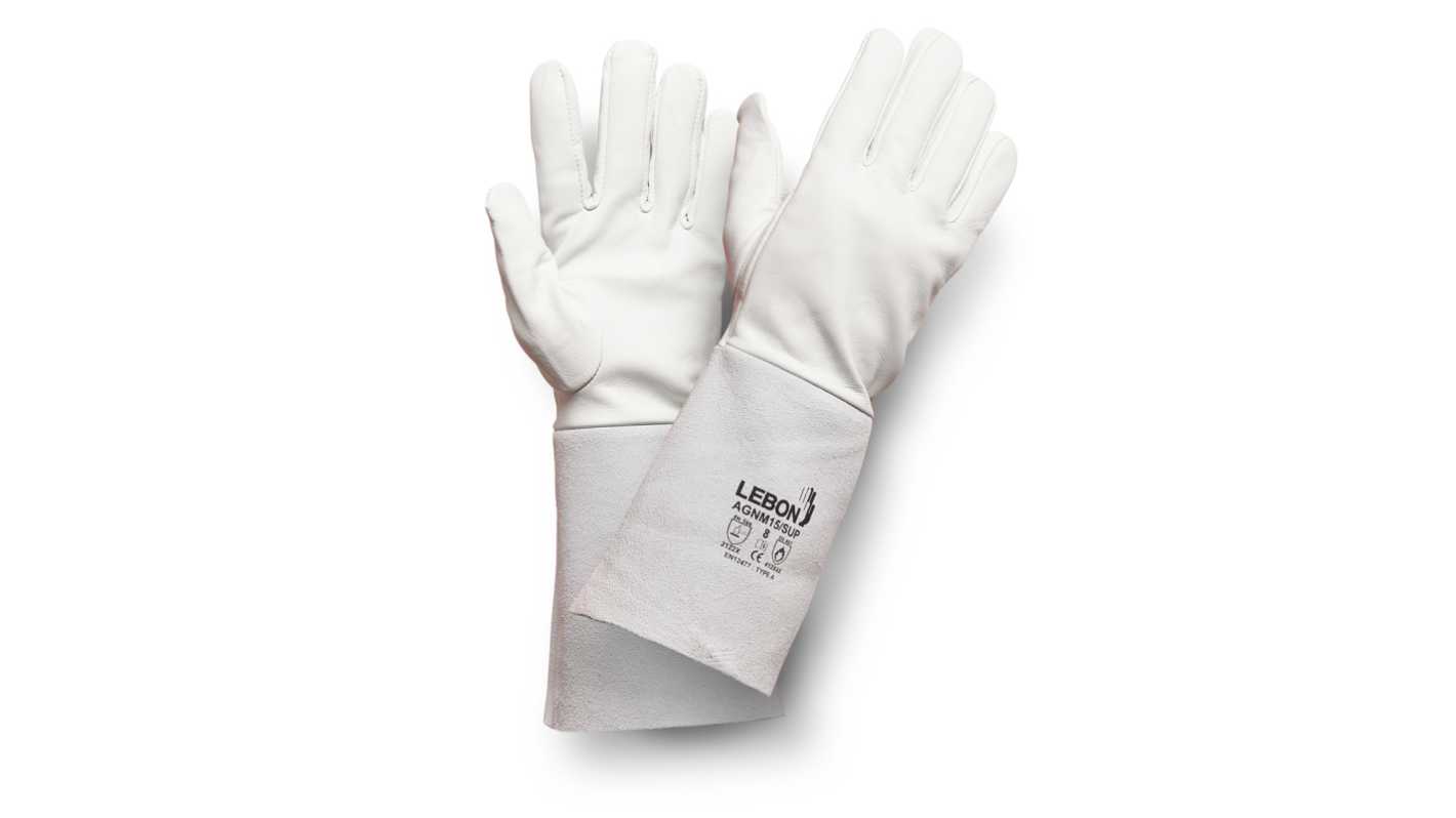 Lebon Protection AGNM15 White Leather Abrasion Resistant, Cut Resistant Gloves, Size 10