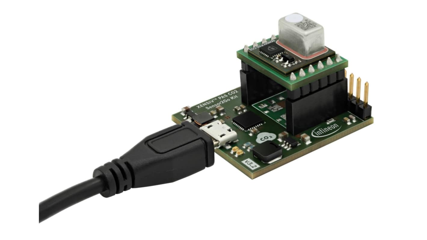 Infineon XENSIV PAS CO2 5V Sensor2Go Evaluation Kit for EVALCO25VSENSOR2GOTOBO1 for HVAC, Smart Fridge