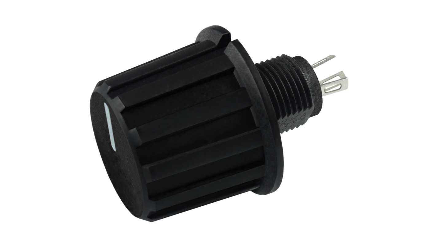 Vishay 22mm Black Potentiometer Knob for 13.5mm Shaft Splined, PA16FNP224MA