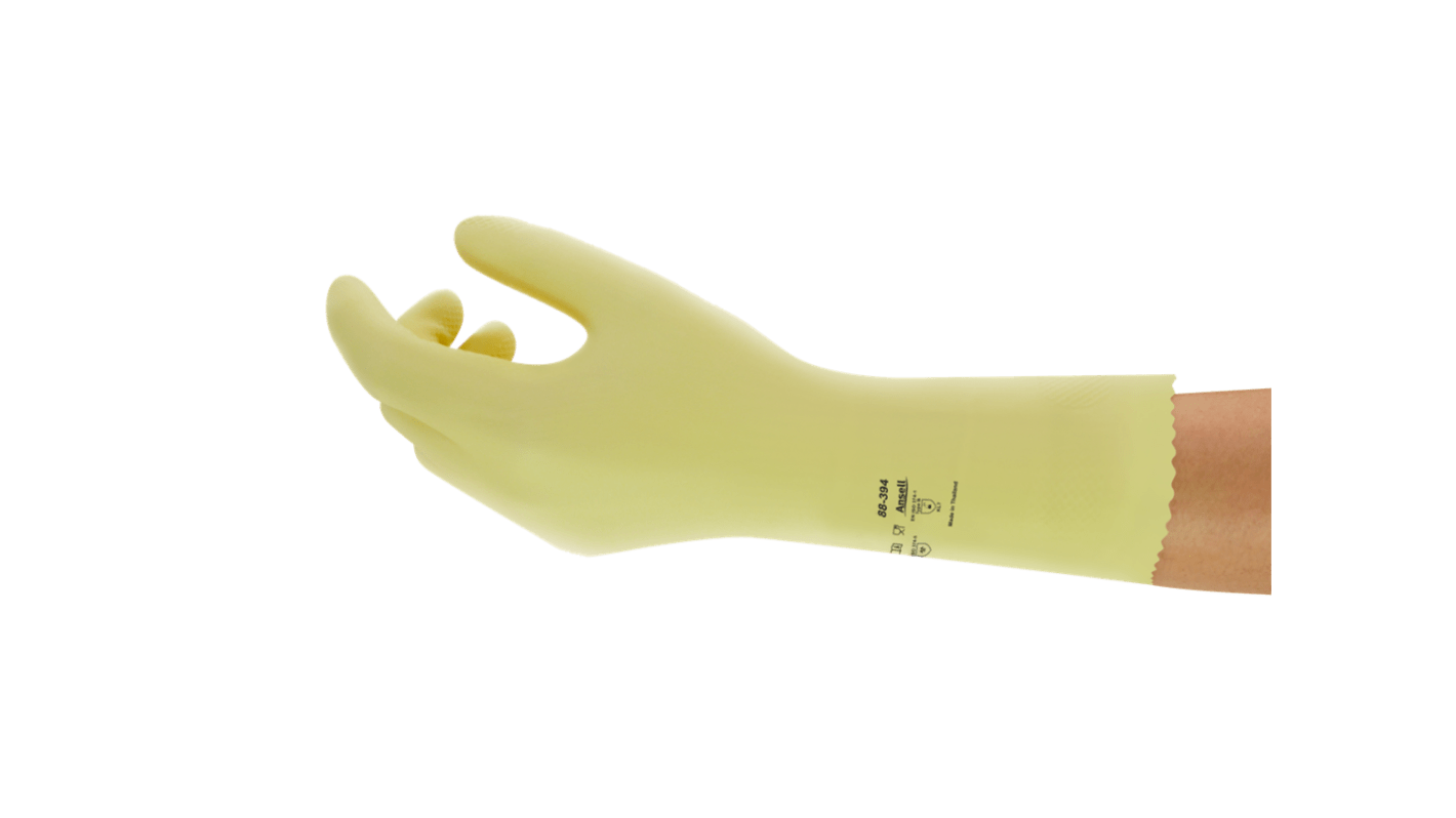 Ansell Alpha Tec Yellow Natural Rubber Latex Puncture Resistant Work Gloves, Size 8, Latex, Natural Rubber Coating
