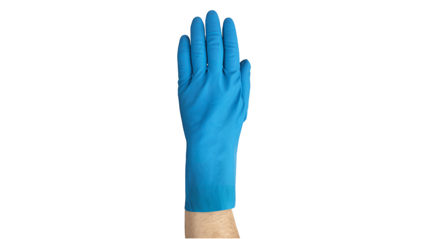 Ansell Alpha Tec Blue Natural Rubber Latex Chemical Resistant Work Gloves, Size 7, Latex, Natural Rubber Coating
