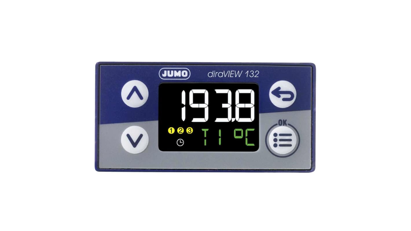 Jumo 701510 Panel Mount Digital Indicator, 22 x 89mm 3 Input Relay, 110 → 240 V ac Supply Voltage Controller