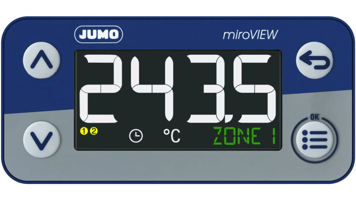 Jumo 数字面板仪表, 测量温度 (RTD),计时器, 4位数字, 切面76mm宽 x 36mm高, 60mm深, 701580系列