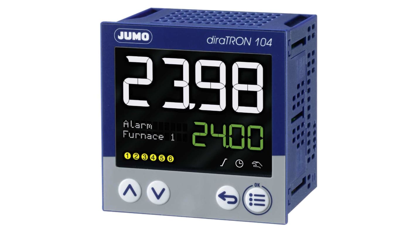 Jumo 702114 Panel Mount Controller, 22 x 89mm 3 Input Relay, 20 → 30 V ac/dc Supply Voltage Controller