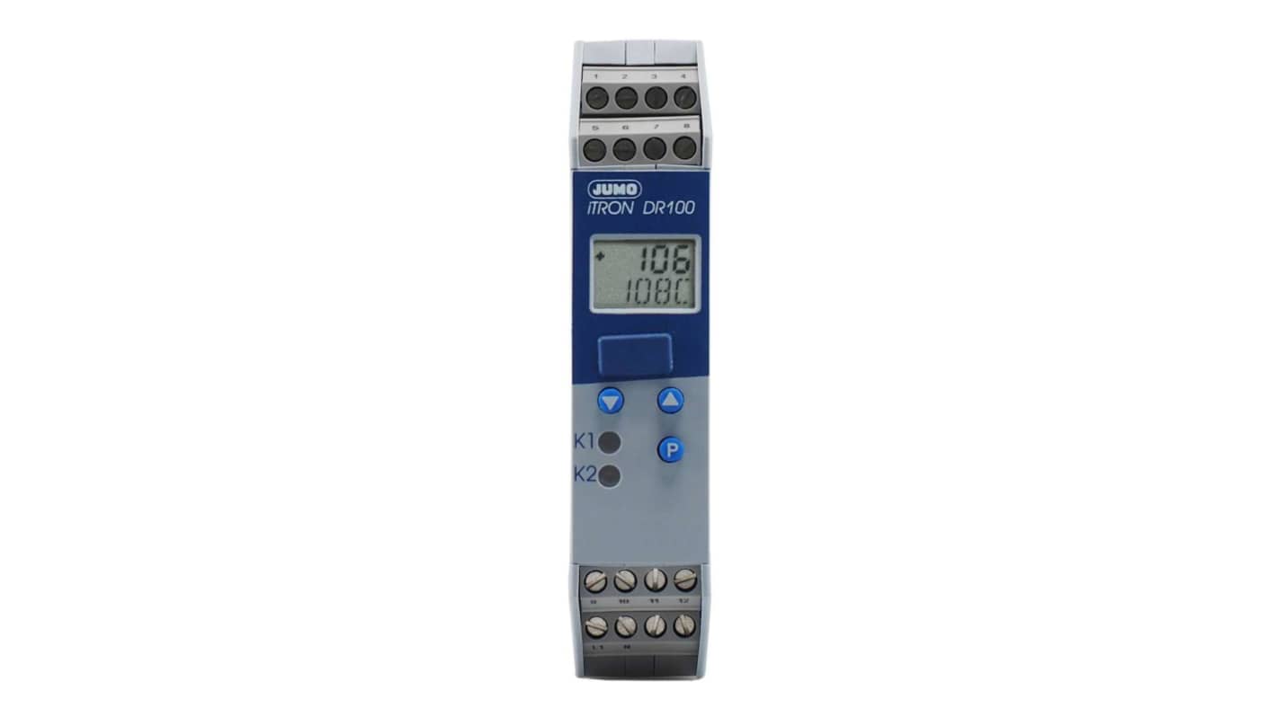Jumo 702060 DIN Rail Controller, 109 x 117.8mm 1 Input, 1 Output Relay, 110 → 240 V ac Supply Voltage Controller