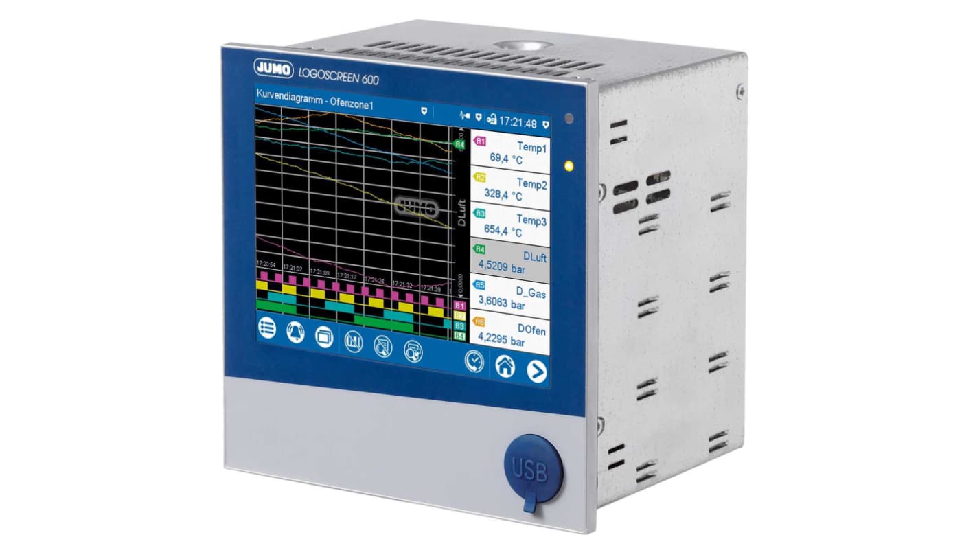 Jumo 706520/18-000-23/000, 12 Input Channels, 14 Output Channels, Paperless Paperless Chart Recorder Measures Current,