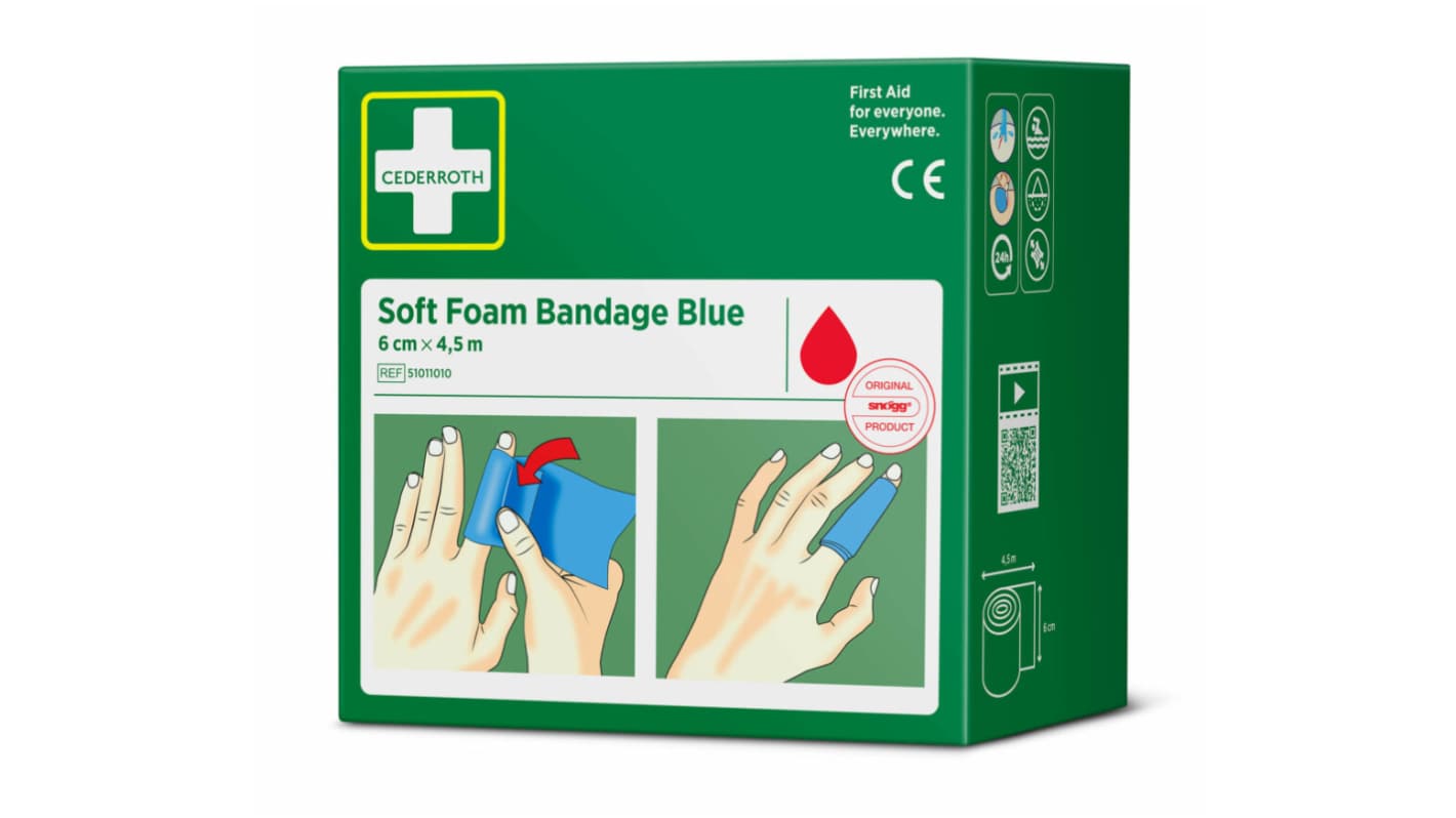 Cederroth Polyurethane Foam Blue Self Adhesive Bandage, 1Box Per Package 4.5m