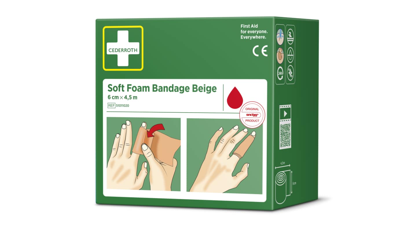Cederroth Polyurethane Foam Beige Self Adhesive Bandage, 1Box Per Package 4.5m