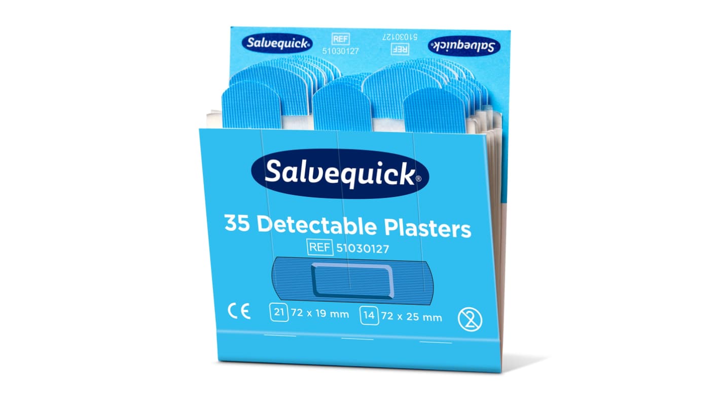 Cederroth Plastic Blue Detectable Plaster Plaster (Complete Refill Set), 6 x 35 Per Package 72mm