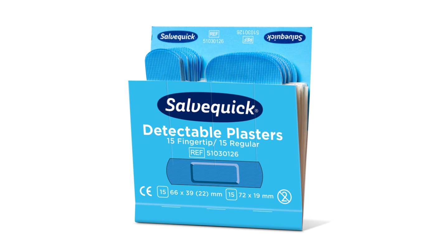 Cederroth Plastic Blue Detectable Plaster Plaster (Complete Refill Set), 30Each Per Package 72mm