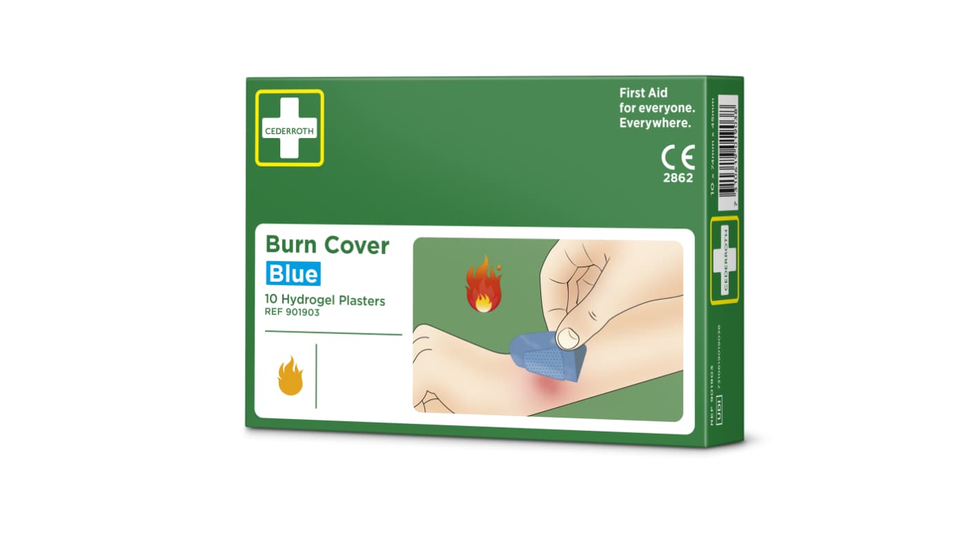 Cederroth Plastic Blue Wound & Burn Plaster for Burns, 10Each Per Package 74mm