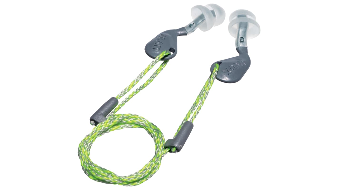 Uvex 2124 xact-fit Series Transparent Reusable Corded Ear Plugs, 26dB Rated, 50Pair Pairs