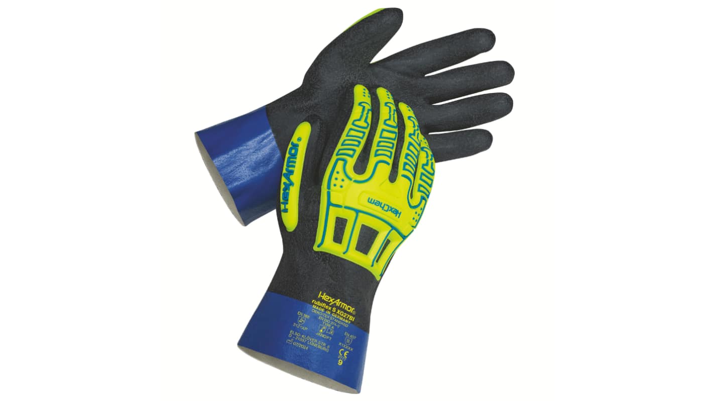 Hexarmor 60708 Hi-Viz Yellow Cotton Abrasion Resistant, Cut Resistant, Oil Protection, Puncture Resistant, Tear