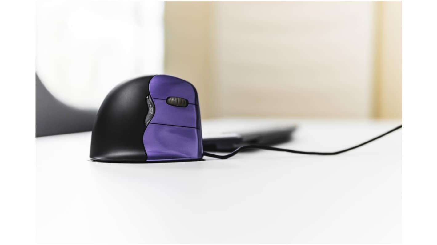 Mouse Laser Verticale Nero, Grigio Cablato Cablato Evoluent, pulsanti 6